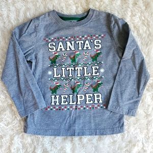 4T Santa's little helper long sleeve Dinosaur tshirt EUC